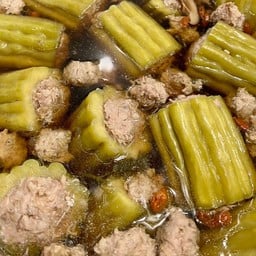 ต้มมะระยัดไส้หมูสับวุ้นเส้น + ข้าวสวย