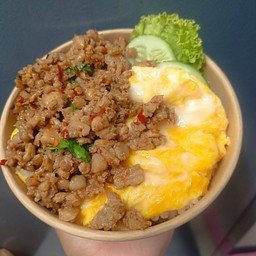 ข้าวไข่ข้น+กะเพราหมูสับ(พริกแห้ง)