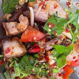 ยำหมูโคตรกรอบ+วุ้นเส้น+หมูสับ รสจัดจ้าน