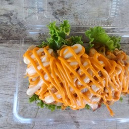 มาม่าคลุกซอสบาบิคิวไก่ย่างชีสดิป