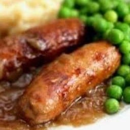 Cumberland Sausages, Butter Mash, Peas & Gravy