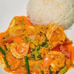 ผัดผงกะหรี่ราดข้าว