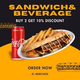 Lamb Sausage Sandwich  & Beverag