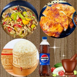 ตำกล้วย+ไก่ย่าง+ข้าวเหนียว+เป๊ปซี่