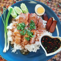 ข้าวหมูแดง+หมูกรอบ