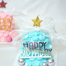 เค้กต้นคริสมาสต์ สีฟ้า ครึ่งปอนด์ไม่รับเขียนข้อความเพิ่ม