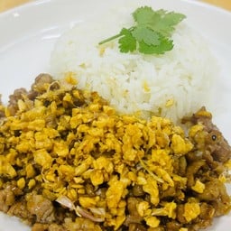 ข้าวหมูสับผัดกระเทียม