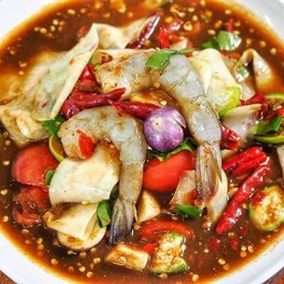 ตำหลวงพระบางแคปหมู กุ้งสด