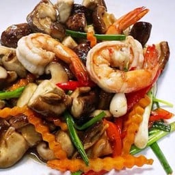 เห็ดหอมสดผัดกุ้ง