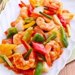 ผัดเปรี้ยวหวานกุ้ง