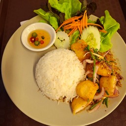 Rice With Nuggets Spicy Salad