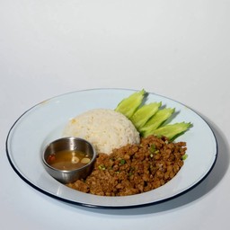 ข้าวหมูสับกระเทียม