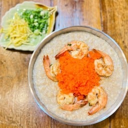 โจ๊กข้าวโอ๊ตกุ้งหน้าไข่กุ้ง