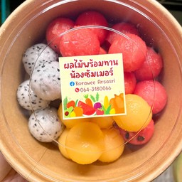 แก้วมังกร + แตงโม + แคนตาลูป (คว้านลูกกลม)