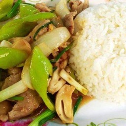 ข้าว + ผัดพริกหยวกหมู