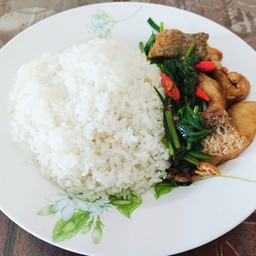 ข้าวราดปลากะพงผัดขึ้นฉ่าย