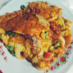 ข้าวไข่เจียวแหนมหอมใหญ่ใส่พริก