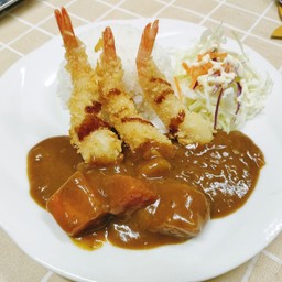 ข้าวหน้ากุ้งเทมปุระ ราดแกงกระหรี่