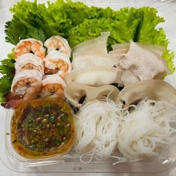 เมี่ยงหมูสามชั้น และ กุ้ง