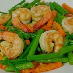 กุ้งผัดดอกหอมน้ำมันหอย