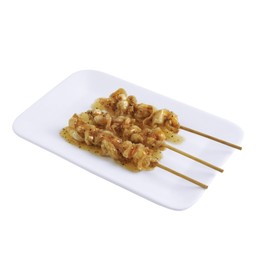หนังไก่เสียบไม้ทอดซอสเกลือ 3 ไม้