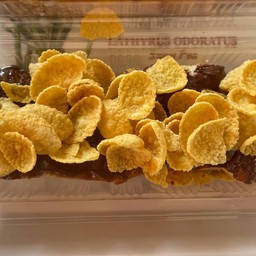 ขนมปังปิ้ง เนยนม + นูเทลล่า + คอนเฟลค เล็ก1ชิ้น