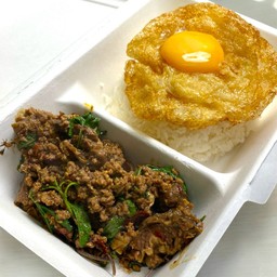 ข้าว+กะเพราเนื้อโคขุน
