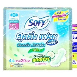 โซฟี ผ้าอนามัย คูลลิ่งเฟรช เนเชอรัล สลิม 23 ซม. 4 ชิ้น