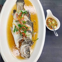 ปลากะพงนึ่งซีอิ๊ว 8-9 ขีด