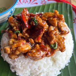 กะเพราหมูชิ้น