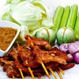 หมูปลาร้า +ผักลวก+ ผักสด