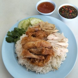 ข้าวมันไก่ต้ม + ไก่ทอด