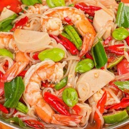 ตำเส้นเล็กหมูยอกุ้ง
