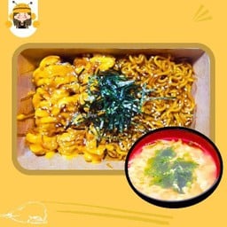 มาม่าเผ็ดเกาหลีไก่ทอด+ซุปไข่สาหร่ายวากาเมะ