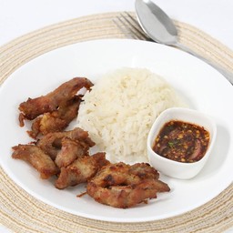 ข้าวหมูทอดน้ำจิ้มแจ่ว
