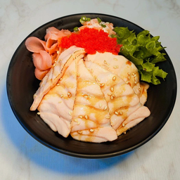 ข้าวหน้าปลาแซลมอนเผา+ซุปมิโซะ