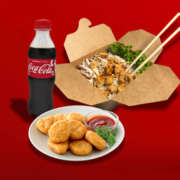 หมี่ไก่ฉีก + นักเก็ตไก่ (5 ชิ้น) + โค้ก (330ml)