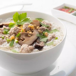 ข้าวต้มหมูสับ+เห็ดหอม