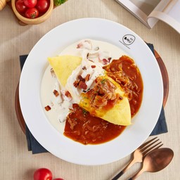 ข้าวห่อไข่หน้าเห็ด, เบคอนราดครีมซอส&ราดซอสฮายาชิ