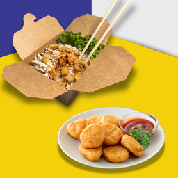 หมี่ไก่ฉีก + นักเก็ตไก่