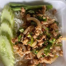 ลาบหมูราดข้าว