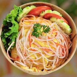 Creamy Omelette With Crab Sticks On Rice