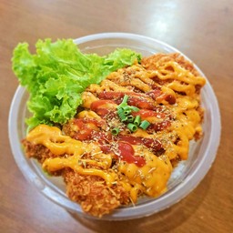ข้าวไก่กรอบพิซซ่า(ชีส)