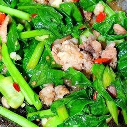 คะน้าน้ำมันหอยหมูสับ