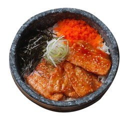 ข้าวหน้าหมูสามชั้นย่างซอสเกาหลี+ไข่กุ้ง