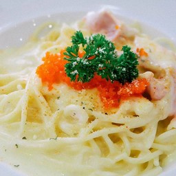 สปาเก็ตตี้คาโบนาร่าไข่กุ้ง