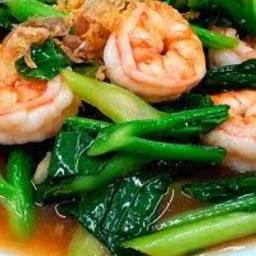 คะน้าน้ำมันหอยกุ้งสด