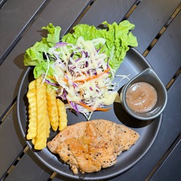 สเต๊กไก่หมักพริกไทยดำ