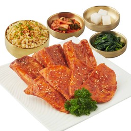 ชุดเนื้อหมูและซี่โครงหมูหมักย่างสไตล์เกาหลี