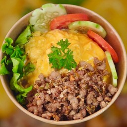Creamy Omelet With Minced Pork On Rice